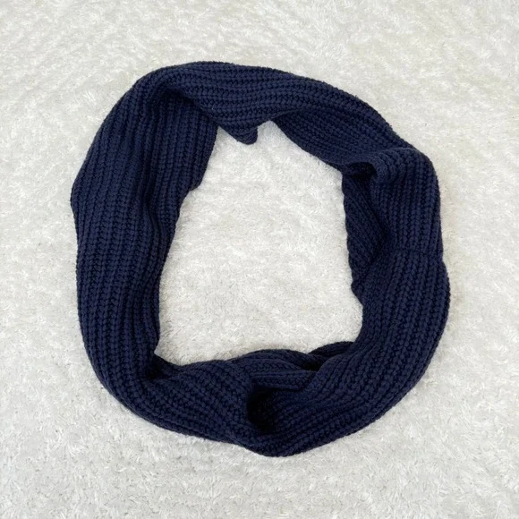 J Crew Women's Navy Knit Infinity Scarf Lambswool Cashmere Winter Capsule - Picture 5 of 8